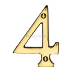 M Marcus Heritage Brass Numeral 4 - Face Fix 76mm Traditional font
